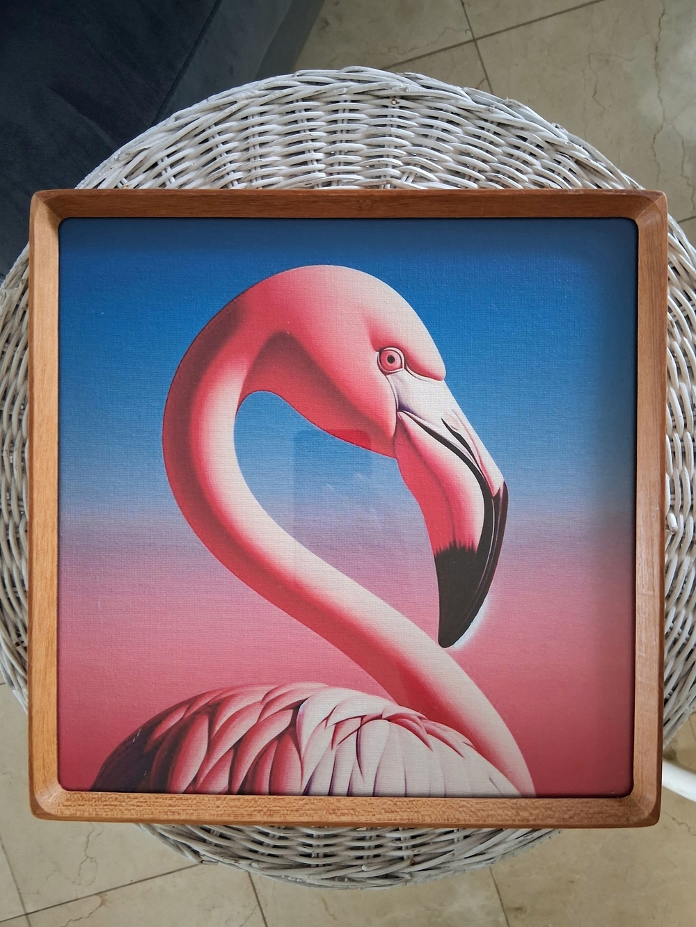 Pink Flamingo Pop Art Framed Canvas Print - 12x12